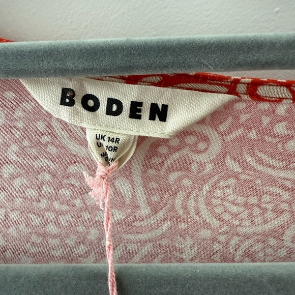 NWT Boden Ruffle Wrap Red White Paisley Cottagecore Valentines Mini Dress 10 - Picture 6 of 7